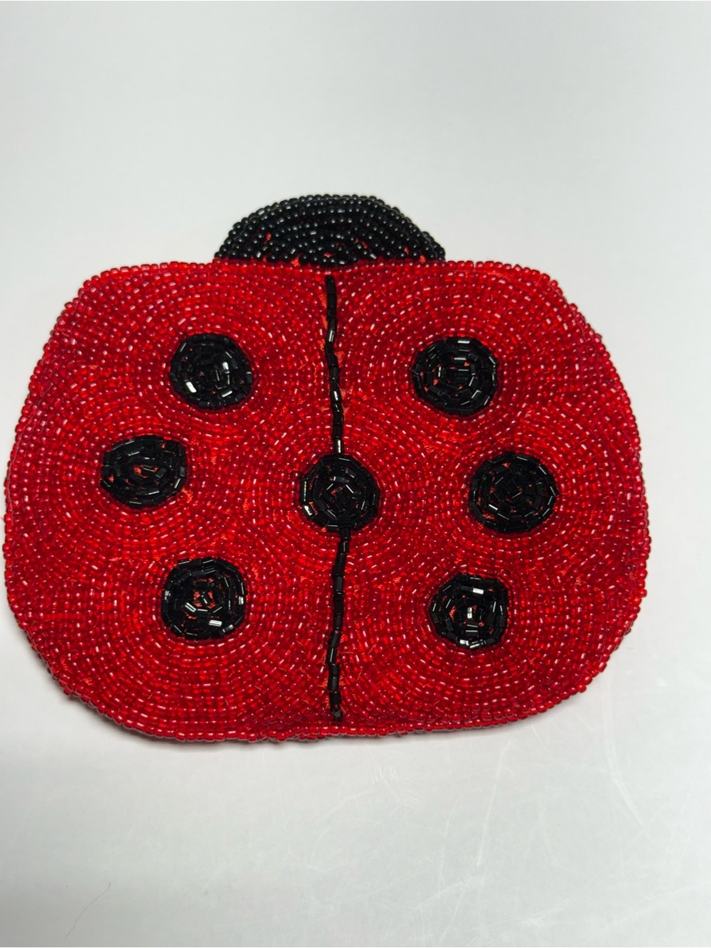 Lee Sands Beaded Ladybug Coin Purse NWOT Red Black Ladybug Change Purse